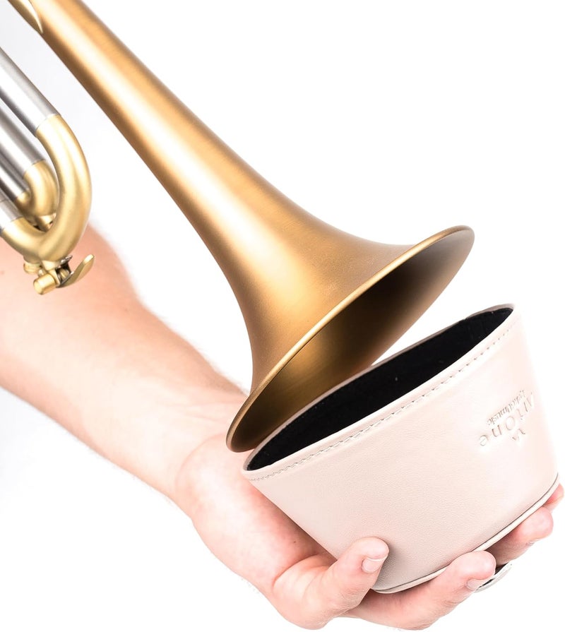Artone TRUMPET PLUNGER MUTE with Handle. Lightweight Practice Mute. Magnetic Attachment. Faux Leather. Trumpet Accessory (Beige) - Image 1